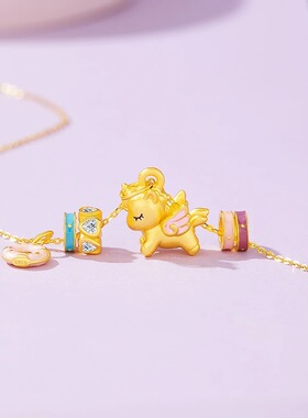 珐琅小飞马独角兽项链