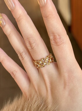 中古风设计感繁花似锦镂空戒指