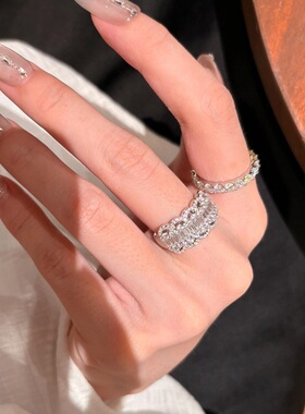 精致个性气质镶满钻蕾丝排钻戒指