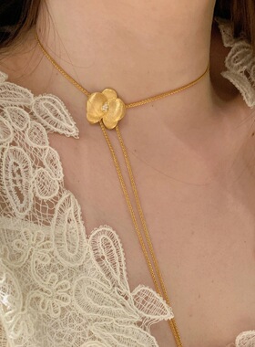 轻奢意大利拉丝蝴蝶兰花流苏项链