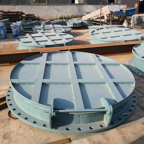 钢制拍门防倒灌圆形拍门市政污水管道自动法兰浮箱式钢制拍门 - 图0