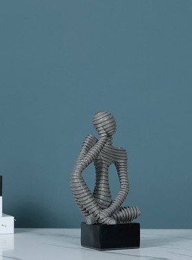 美式创意思考者摆件电视柜橱柜摆设人物雕塑艺术品客厅装饰家居