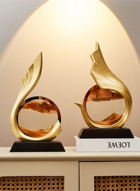 电视柜酒柜装饰品摆件轻奢高档客厅家居风生水起流沙画办公室玄关