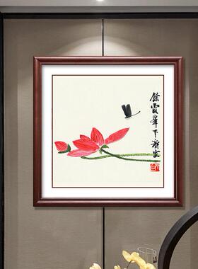 网红荷花中遮式电表装饰画免打孔挡电闸盒总闸开关配电箱正箱方形