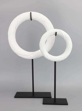 新中式创意丝圆环树脂摆件样绞板0025房家玄关厅软装饰品居桌客面