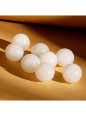 兴兴家 新疆和田白玉散珠 羊脂白玉 天然单珠圆珠配珠配饰