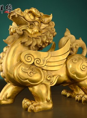 铜貔貅摆件一对黄铜招财聚财旺财铜制皮丘家居客厅办公室开业礼品