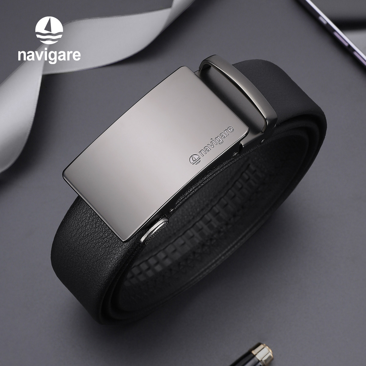 Navigare纳维凯尔意大利小帆船真皮男腰带自动扣男士头层牛皮皮带