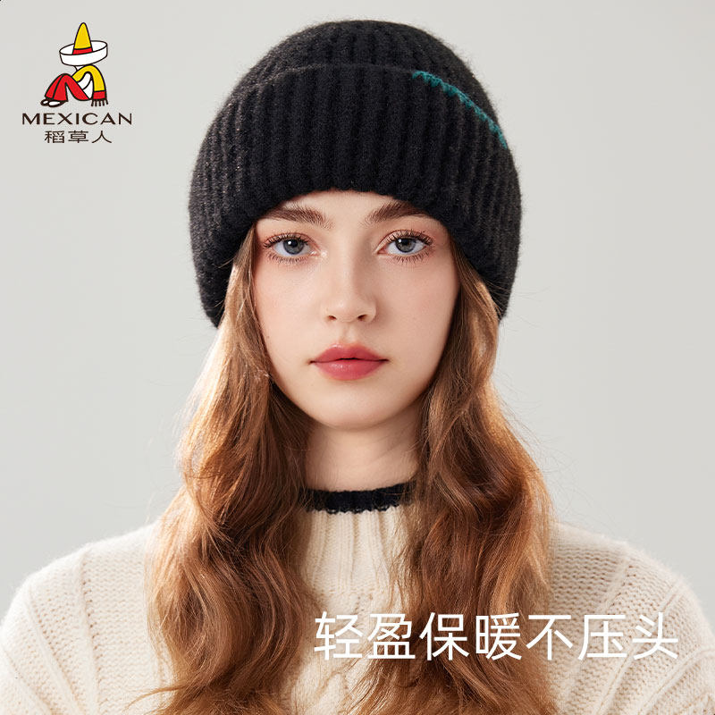 稻草人毛线针织包头复古堆堆帽子女2025秋冬骑车防寒纯色气质冷帽,淘宝优惠券,粉丝福利购,淘宝优惠卷