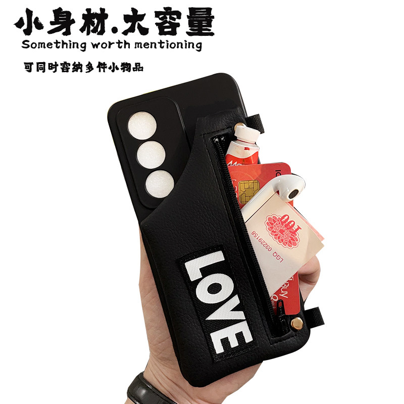 适用红米note15/14pro手机壳简约K90/K80字母新款小米17/15T/13X硅胶软壳斜挎带背绳K7060至尊版防摔零钱卡包