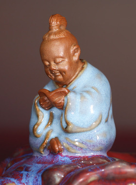 福生·虎山行钧瓷名家娄高强刘静摆件福寿双全高档家居装饰收藏