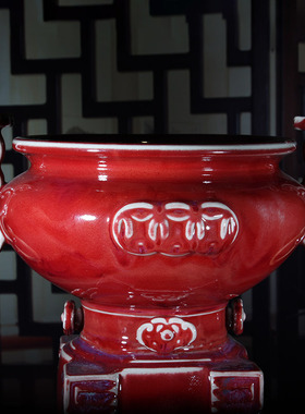 钧瓷摆件聚宝盆招财聚财中式陶瓷家用装饰品客厅玄关摆设招财进宝