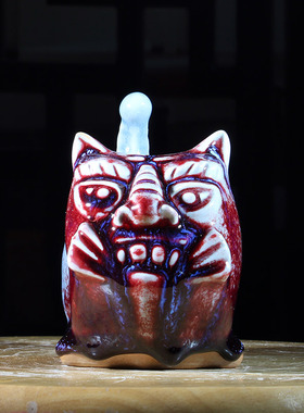 钧瓷可爱萌宠创意桌面小摆件中式生日礼物小老虎陶瓷茶宠茶具配件