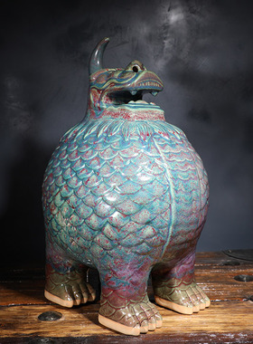 钧瓷摆件天禄貔貅招财神兽办公室桌面开业祝福吉祥物送领导礼盒装