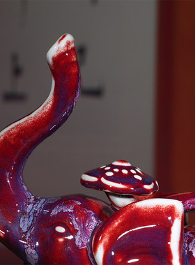 钧瓷大象摆件吉祥如意中式陶瓷家居客厅玄关装饰高档祝福送礼品