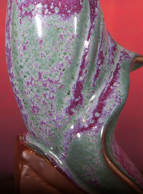 禹州钧瓷北欧风摆件福鹿印章卢钧蓝色窑变釉客厅玄关博古架陶瓷