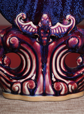 钧瓷摆件五福临门开业乔迁客厅玄关博古架新中式装饰工艺品礼品