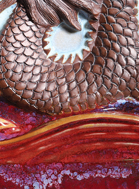 陈奎峰大师蛟龙出海钧瓷屏风摆件陶瓷客厅家居装饰品艺术收藏品