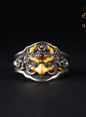 传是大鹏鸟戒指男士纯银复古指环