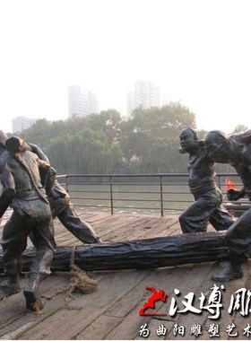 定制做玻璃钢仿铜人物雕塑运河码头工人雕像户外广场公园景区铜雕