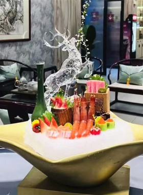 海鲜姿造装饰竹筒鲑鱼刺身装饰品干冰竹筒小竹木筒姿造小摆件品