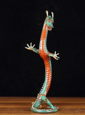 知柿纯铜升龙工艺品家居办公室书房生肖龙摆件乔迁开业立龙礼品