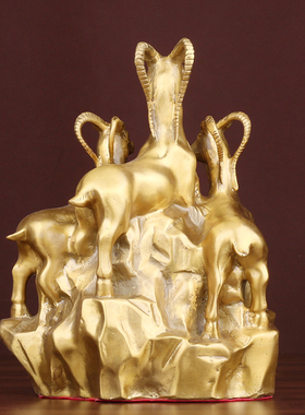 纯铜三羊开泰摆件招财羊三阳开泰客厅家居摆设装饰工艺品大号铜羊