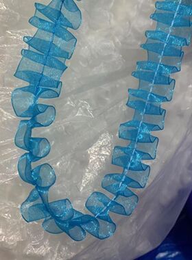 2.5厘米雪纱皱褶鱼骨丝带花边DIY手工服装服饰帽饰品蝴蝶结配件