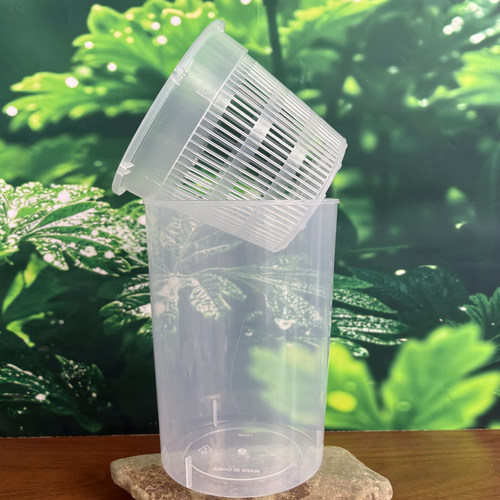 塑料花盆半透气外盆蝴蝶兰花套盆控根家用高透明水培镂空石斛花盆 - 图0