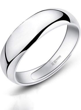 镀厚99环开口戒指足银光面男女戒指情侣对持久银直播戒指99仿保色