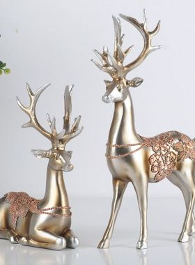 欧式酒柜装饰品情侣鹿摆件创意工艺结婚礼物闺蜜送新婚乔迁家居