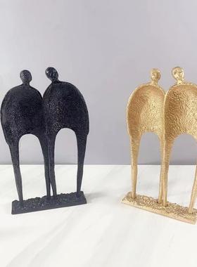 新中式铸铁抽象人物雕塑摆件样板房售楼部客厅书架玄关装饰架摆设