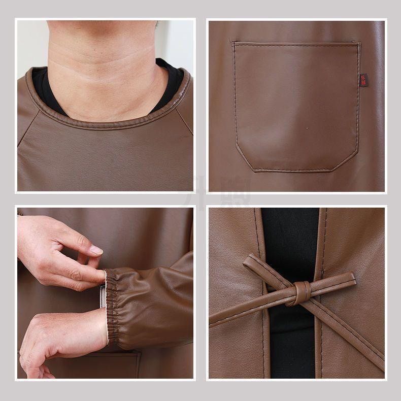 防水防油皮革罩衣免洗工作服男女反穿衣倒褂长袖纯色加肥软皮围裙,淘宝优惠券,粉丝福利购,淘宝优惠卷