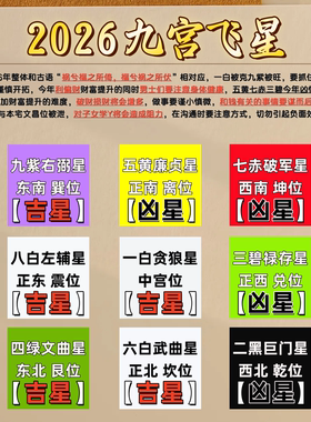 2026年九宫飞星化五黄二黑三碧七赤旺偏财正财招聚财阵水晶球葫芦