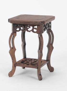 红木玉器摆件盆栽小底座鸡翅木紫砂壶绿植装饰绿萝微型长方托架子