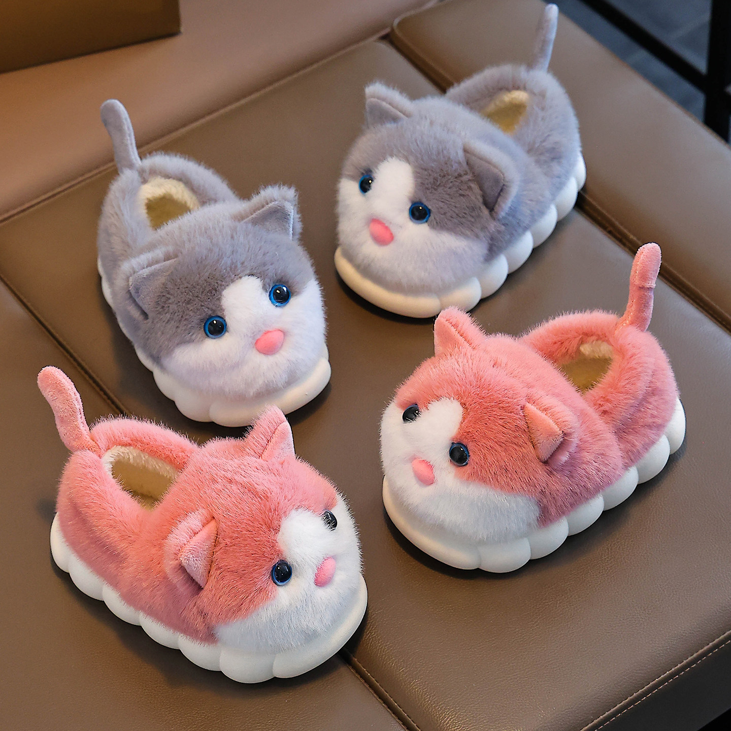 冬季儿童棉拖鞋包跟男孩毛毛保暖儿童可爱家居室内中小童加绒棉鞋,淘宝优惠券,粉丝福利购,淘宝优惠卷