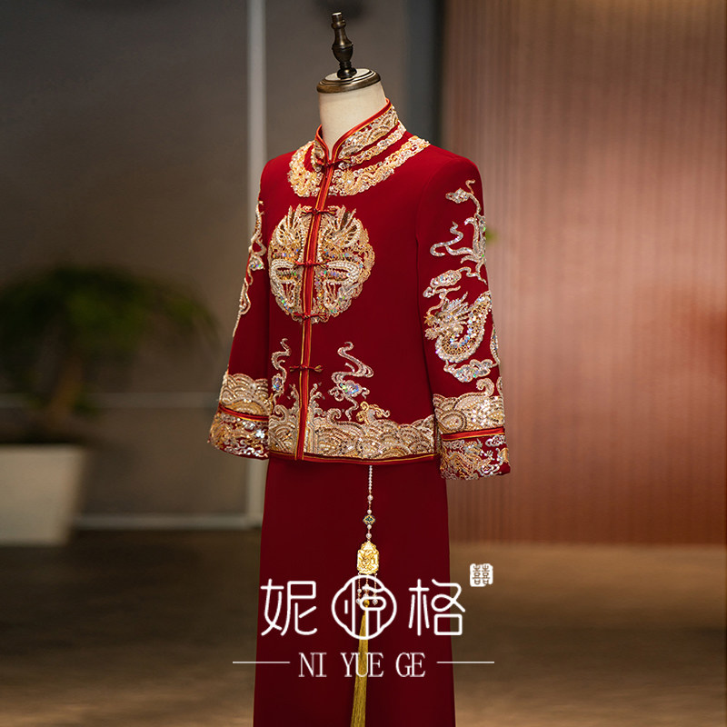 秀禾服新郎男士婚礼敬酒服高端轻奢丝绒中式礼服2026新款秋冬礼服,淘宝优惠券,粉丝福利购,淘宝优惠卷