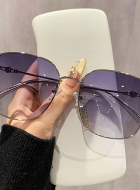 渐变色偏光墨镜女士高级感圆脸显瘦防紫外线大框太阳镜近视有度数