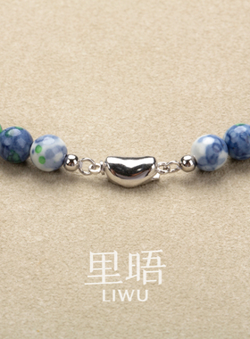 里晤LIWUS925银雨彩石元宝扣串珠项链送礼送闺蜜显白生日礼物