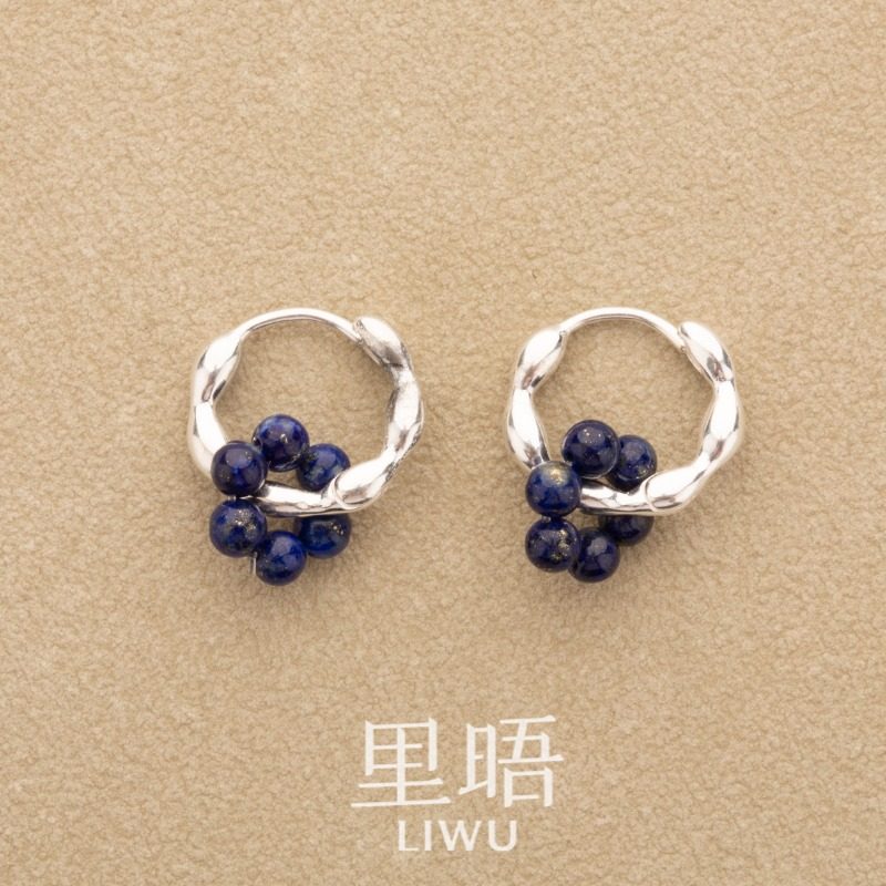 里晤LIWU通体S925银天然青金石花朵耳环新中式耳饰新年春节送礼物,淘宝优惠券,粉丝福利购,淘宝优惠卷