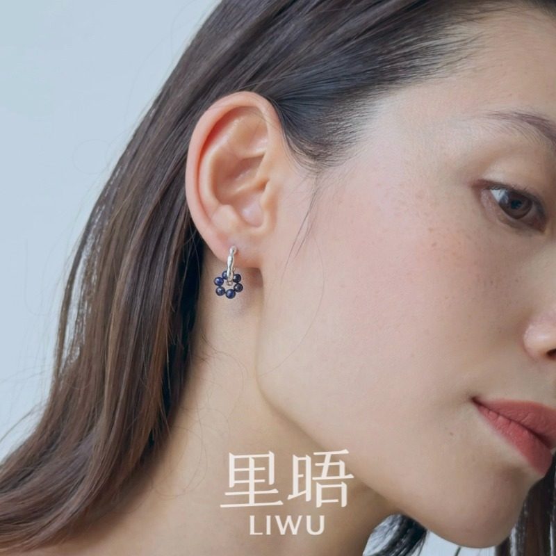 里晤LIWU通体S925银天然青金石花朵耳环新中式耳饰新年春节送礼物,淘宝优惠券,粉丝福利购,淘宝优惠卷