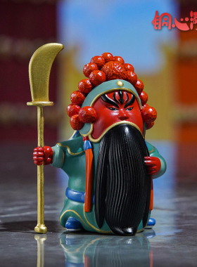 铜心满福黄铜国潮京剧桌面把件