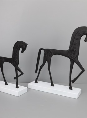 北欧黑色铸铁摆件样板房售楼部卧室书房客厅桌面电视柜玄关饰品