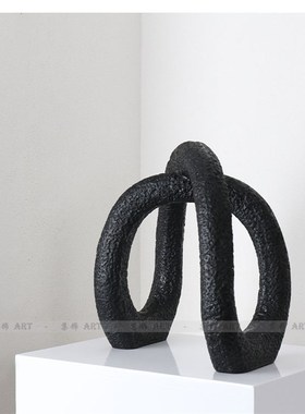 现代简约欧式白色环形创意摆件雕塑样板房售楼处会所酒店软装饰品