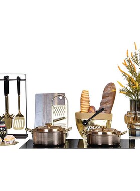 样板房间厨房装饰品橱柜锅具展厅饰品组合现代轻奢家居软装摆件