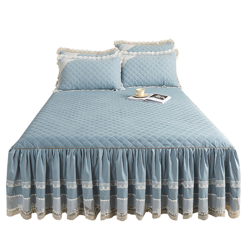 新款夹棉床裙单件床罩三件套纯色加厚1.8m床单裙式床围裙罩带裙边,淘宝优惠券,粉丝福利购,淘宝优惠卷