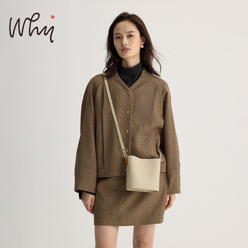 WHY水桶包女斜挎包新款包包时尚百搭上班通勤女包质感精致单肩包,淘宝优惠券,粉丝福利购,淘宝优惠卷