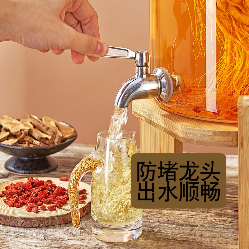 高硼硅耐热玻璃储物瓶可乐桶玻璃泡酒桶大容果汁桶啤酒容器带龙头 - 图2