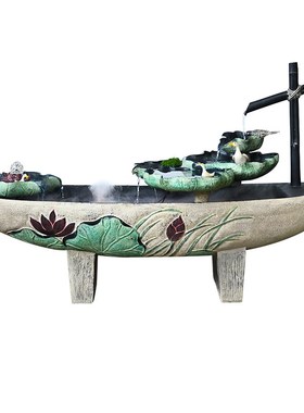 户外阳台花园布置鱼池布景循环水流水摆件景观室外庭院鱼缸水景