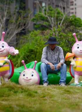 卡通瓢虫雕塑玻璃钢甲虫摆件户外园林景观造景小区草坪装饰品模型